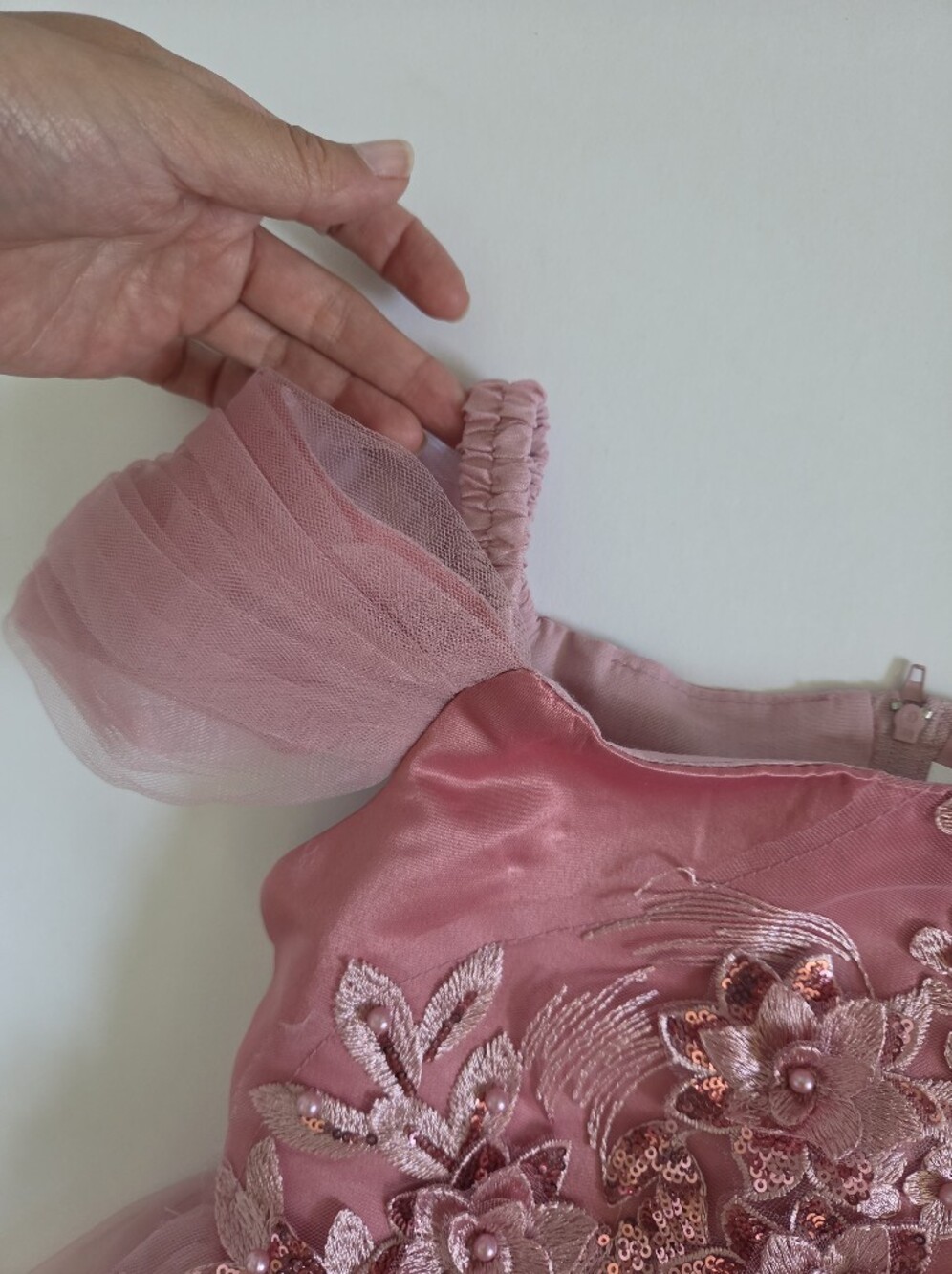 Girls 6T Ball Gown Flower girl Wedding dress formal dress pink embroidery floral - Picture 7 of 13